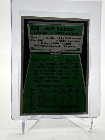 1975 Topps Bob Babich Football Card #82 NM Quality FREE SHIPPING