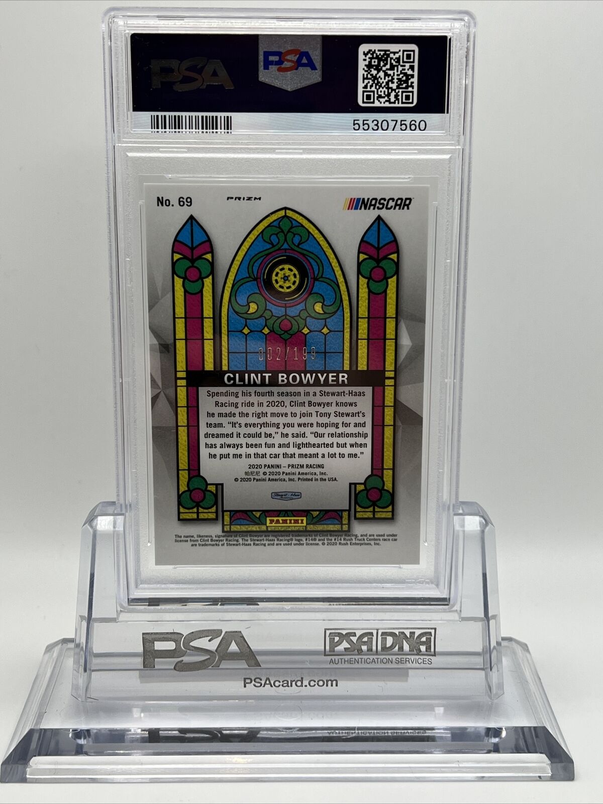2020 Panini Prizm SILVER MOSAIC Clint Bowyer Racing Card #69 PSA 10 POP 1 !