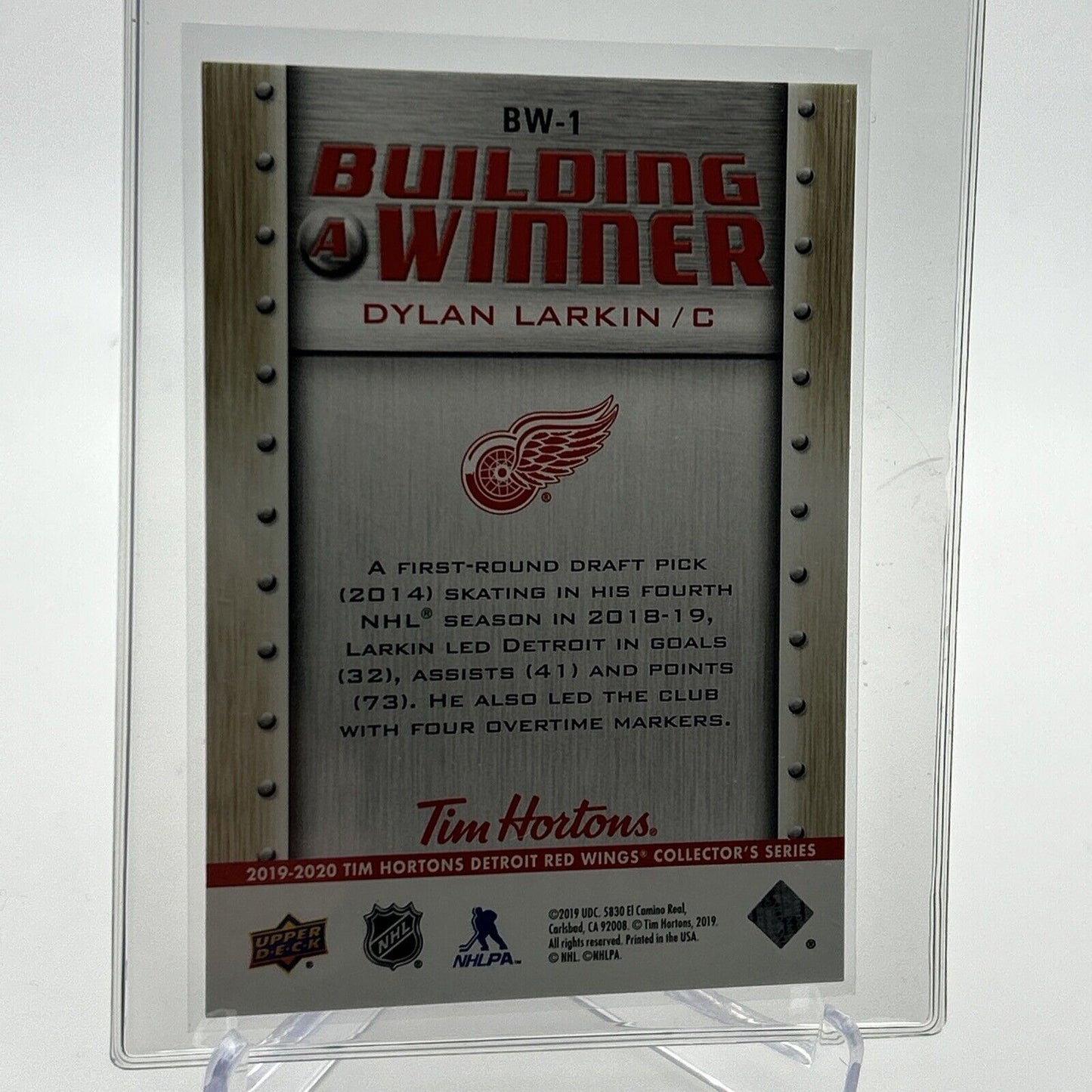 2019-20 Upper Deck Tim Hortons Dylan Larkin Hockey Card #BW1 Mint FREE SHIPPING