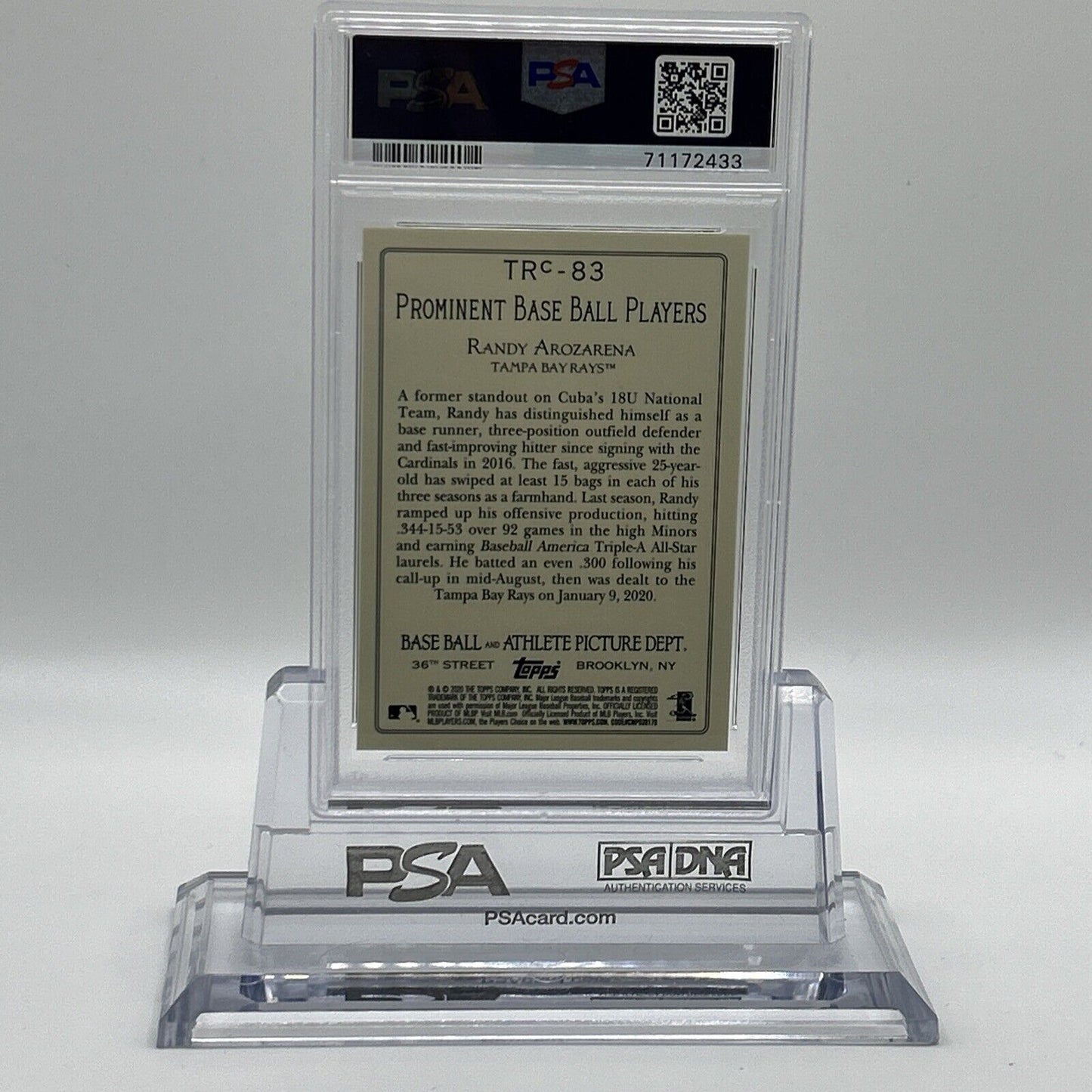 2020 Topps Turkey Red CHROME Randy Arozarena Rookie Baseball Card #TRC83 PSA 10