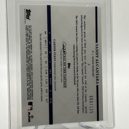 2022 Topps x Derek Jeter Call of the Captain Sandy Alcantara Jersey 66/125 #3