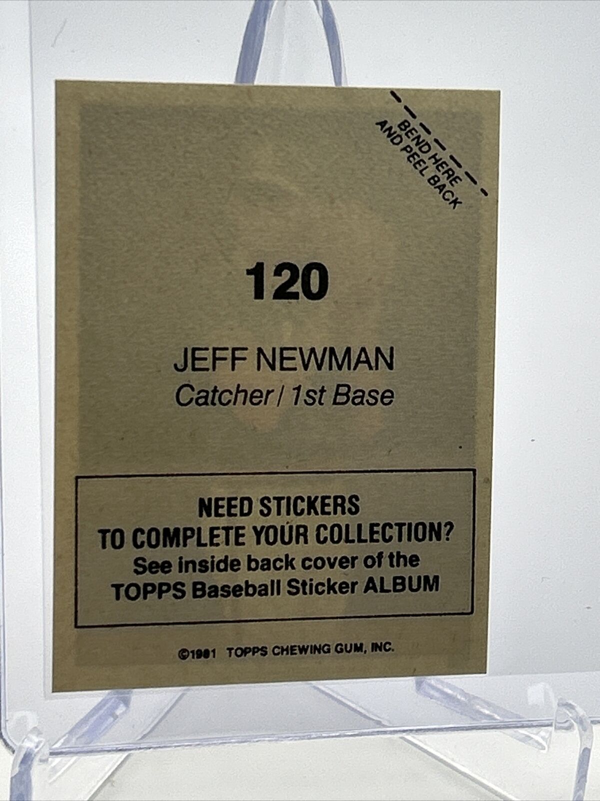 1981 Topps Stickers Jeff Newman Baseball Card #120 NM-Mint FREE SHIPPING