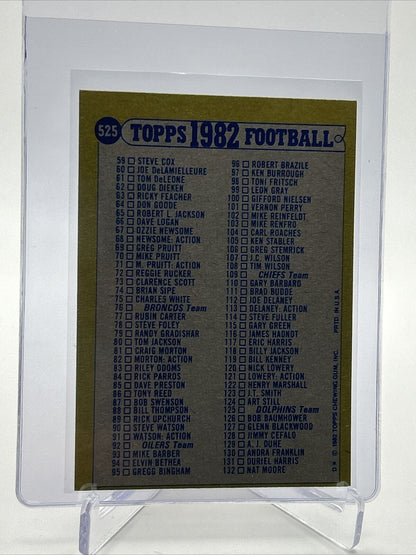 1982 Topps Checklist: 1-132 Football Card #525 NM-MT FREE SHIPPING
