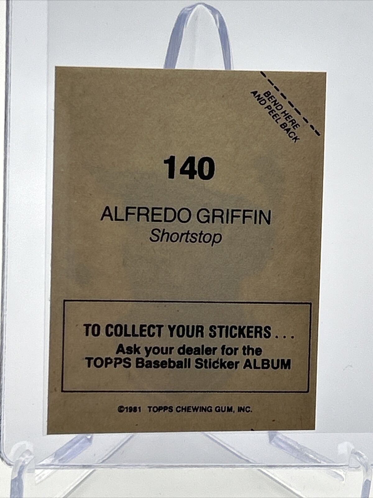 1981 Topps Stickers Alfredo Griffin Baseball Card #140 NM-Mint FREE SHIPPING