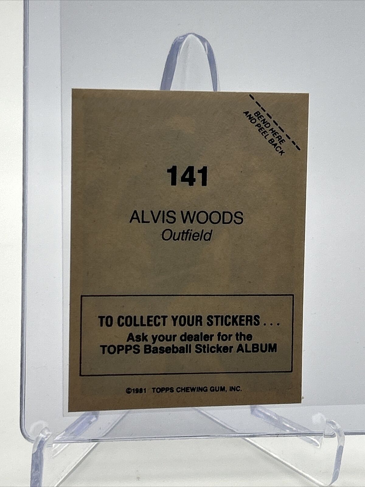 1981 Topps Stickers Alvis Woods Baseball Card #141 NM-Mint FREE SHIPPING