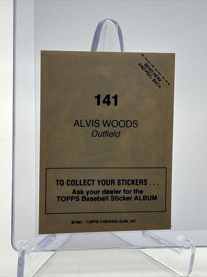 1981 Topps Stickers Alvis Woods Baseball Card #141 NM-Mint FREE SHIPPING