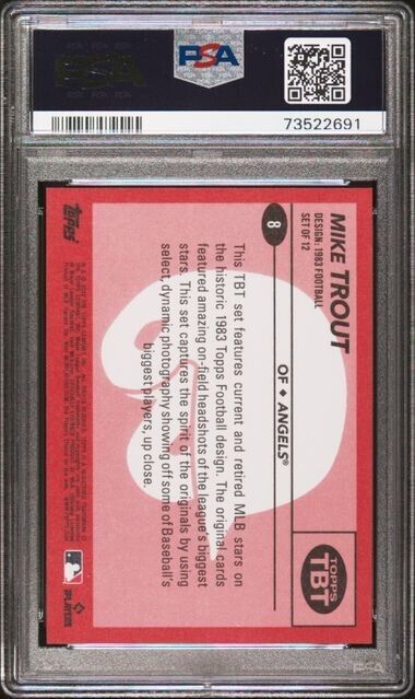 2022 Topps Throwback Thursday Mike Trout Baseball Card #8 PSA 10 Gem Mint
