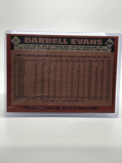1986 Topps Super Darrell Evans Baseball Card #21 NM-Mint FREE SHIPPING