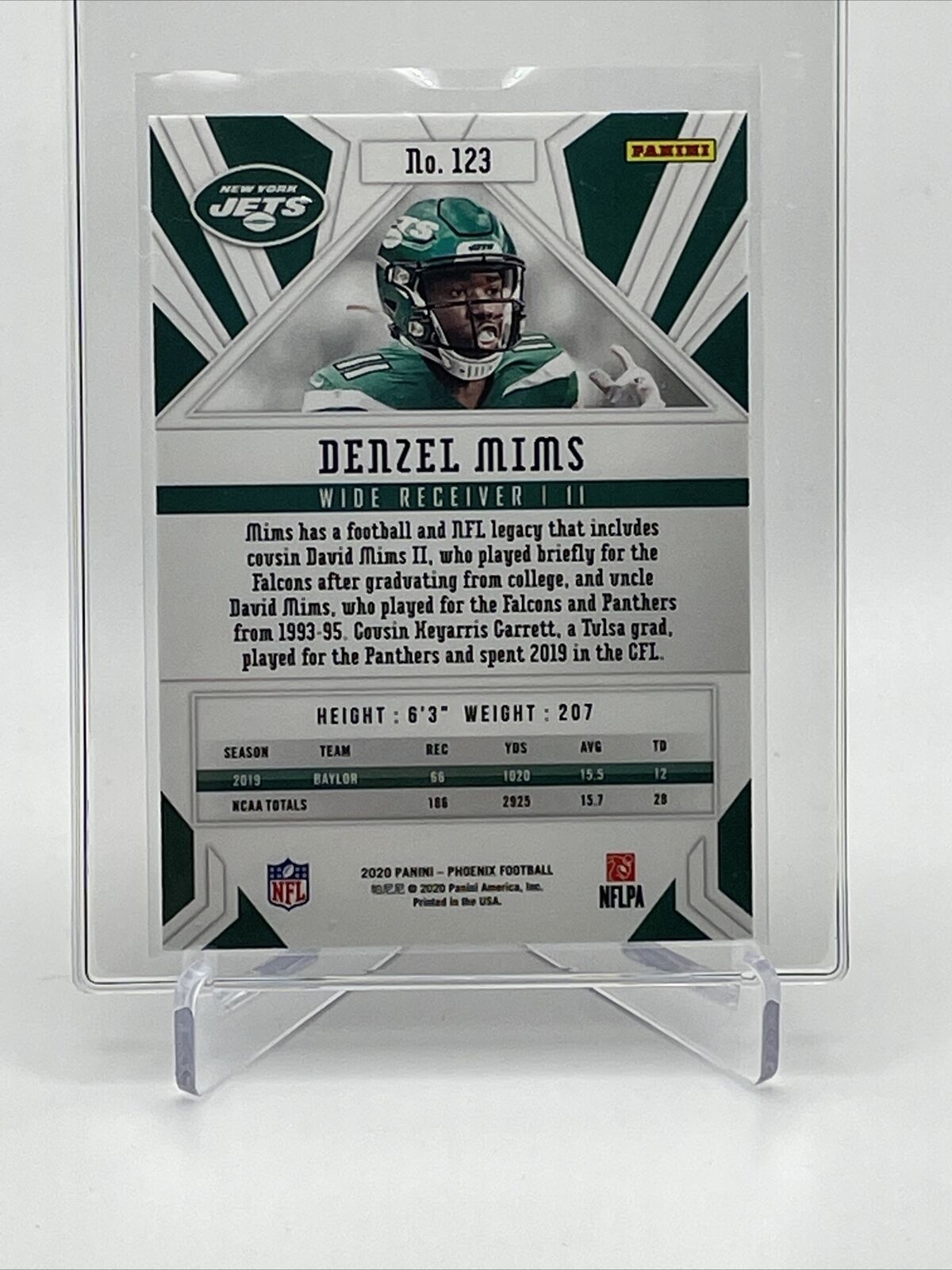 2020 Panini Phoenix FIRE BURST Denzel Mims Rookie Card #123 Mint FREE SHIPPING