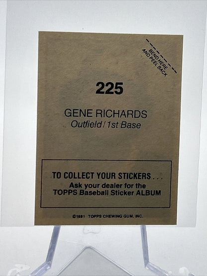 1981 Topps Stickers Gene Richards Baseball Card #225 NM-Mint FREE SHIPPING