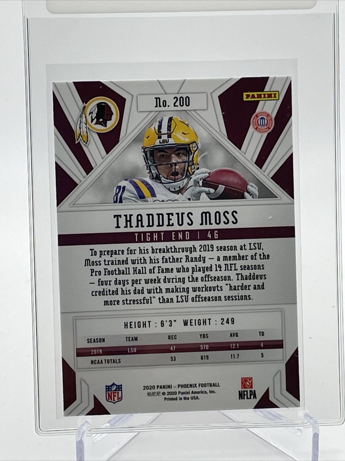2020 Panini Phoenix FIRE BURST Thaddeus Moss Rookie #200 Mint FREE SHIPPING