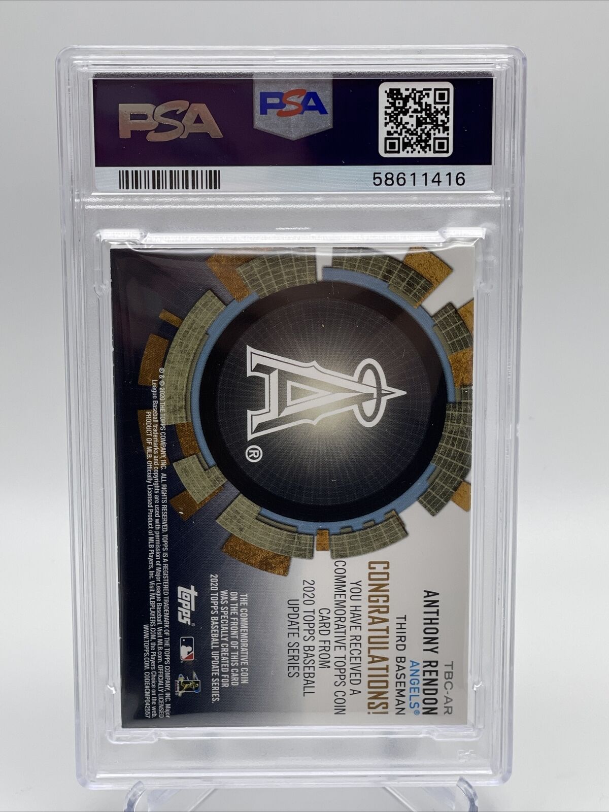 2020 Topps Update Coin Cards Relics Anthony Rendon Card #TBCAR PSA 9