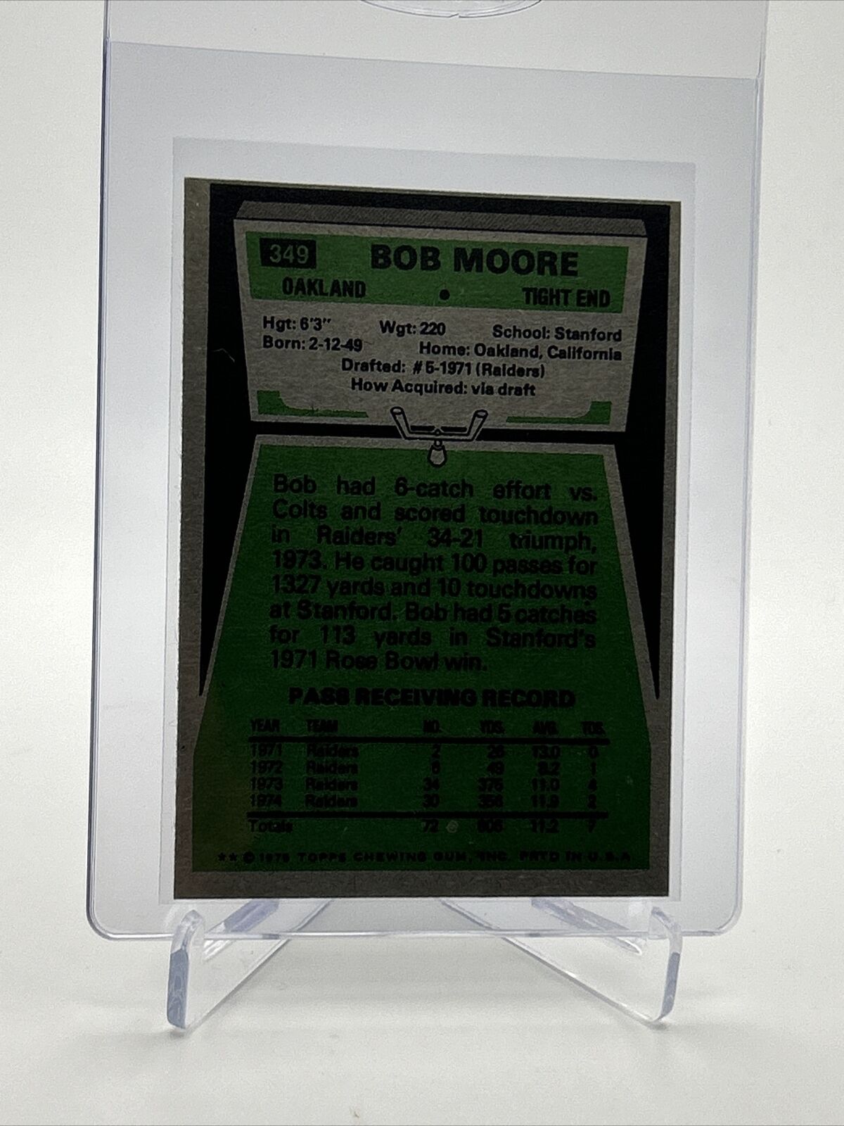 1975 Topps Bob Moore Football Card #349 NM Quality FREE SHIPPING