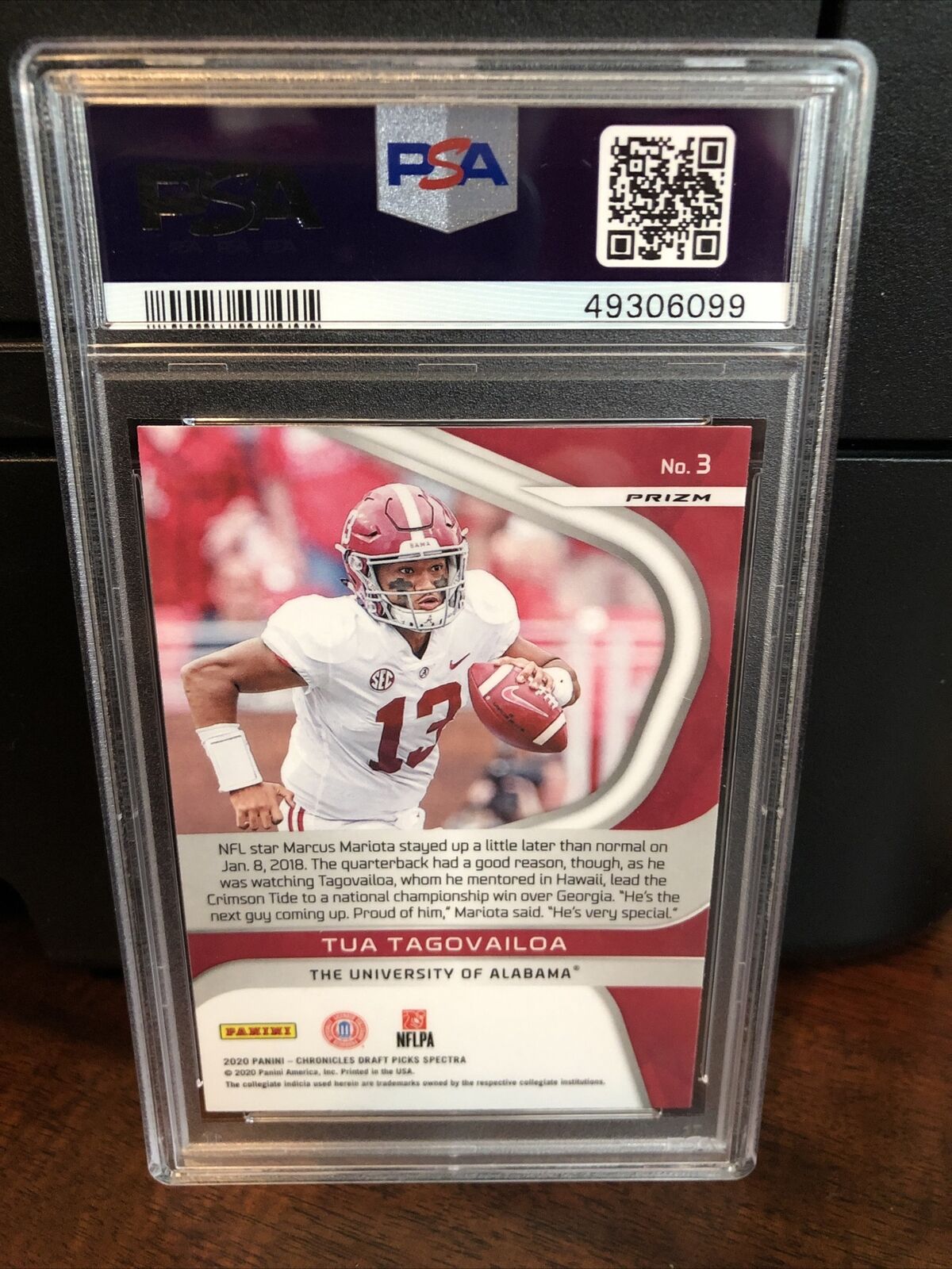 2020 Panini Chronicles Draft Picks Spectra RED Prizm Tua Tagovailoa RC 3 PSA 10