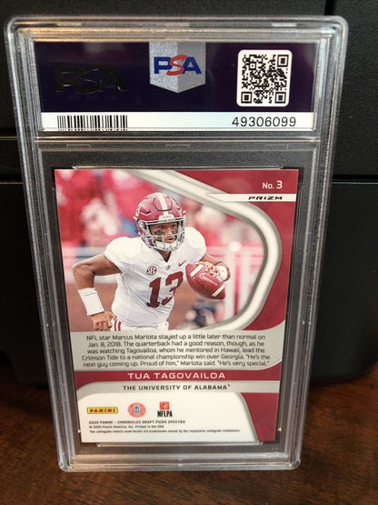 2020 Panini Chronicles Draft Picks Spectra RED Prizm Tua Tagovailoa RC 3 PSA 10