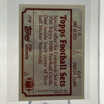 1986 Topps Dwight Clark/Pat Beach Sticker Card #64/214 NM-MT FREE SHIPPING