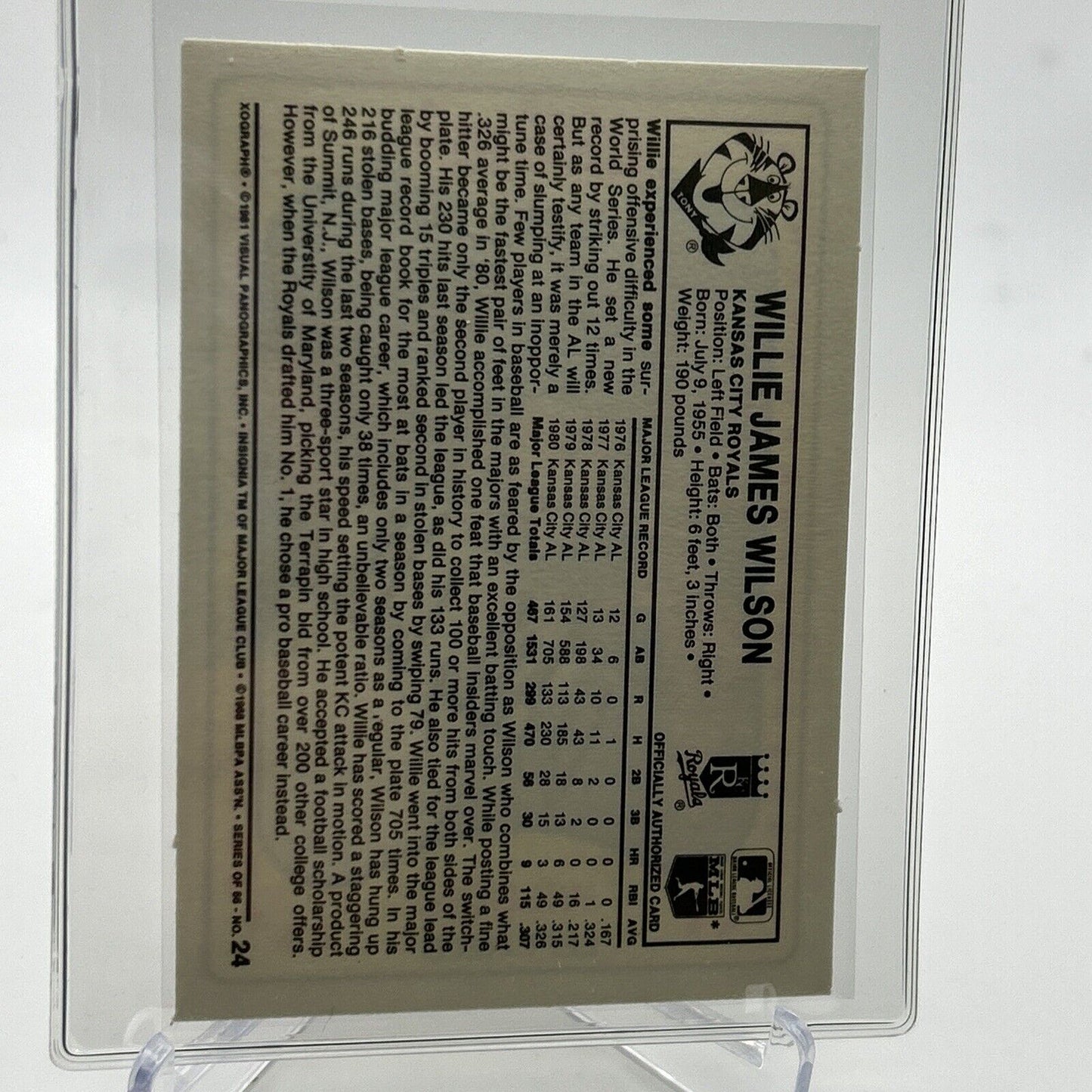 1981 Kellogg's Willie Wilson Baseball Card #24 NM-Mint FREE SHIPPING