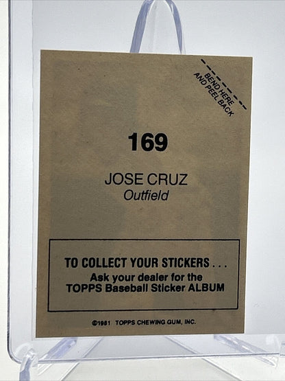 1981 Topps Stickers Jose Cruz Baseball Card #169 NM-Mint FREE SHIPPING