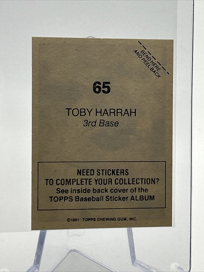 1981 Topps Stickers Toby Harrah Baseball Card #65 NM-Mint FREE SHIPPING