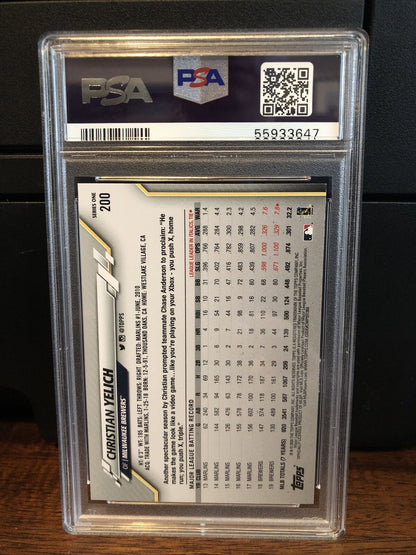 2020 Topps 582 Montgomery Club Set Christian Yelich Baseball Card #200 PSA 10