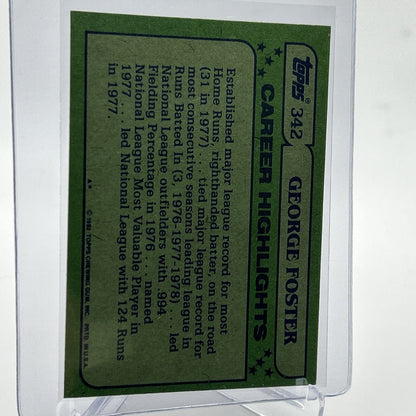 1982 Topps George Foster Baseball Card #342 NM-Mint FREE SHIPPING