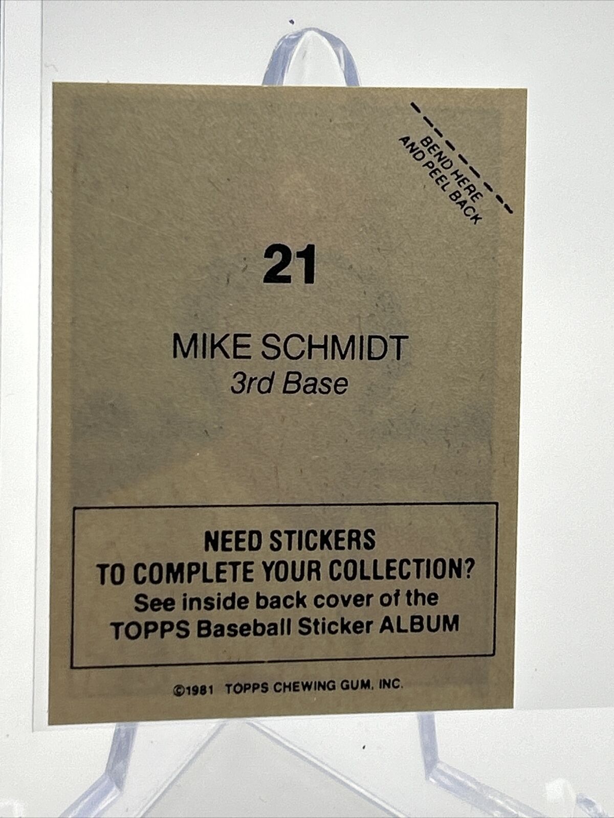 1981 Topps Stickers Mike Schmidt Baseball Card #21 NM-Mint FREE SHIPPING