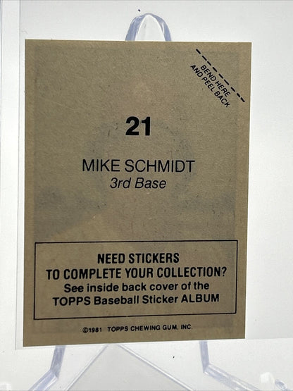 1981 Topps Stickers Mike Schmidt Baseball Card #21 NM-Mint FREE SHIPPING