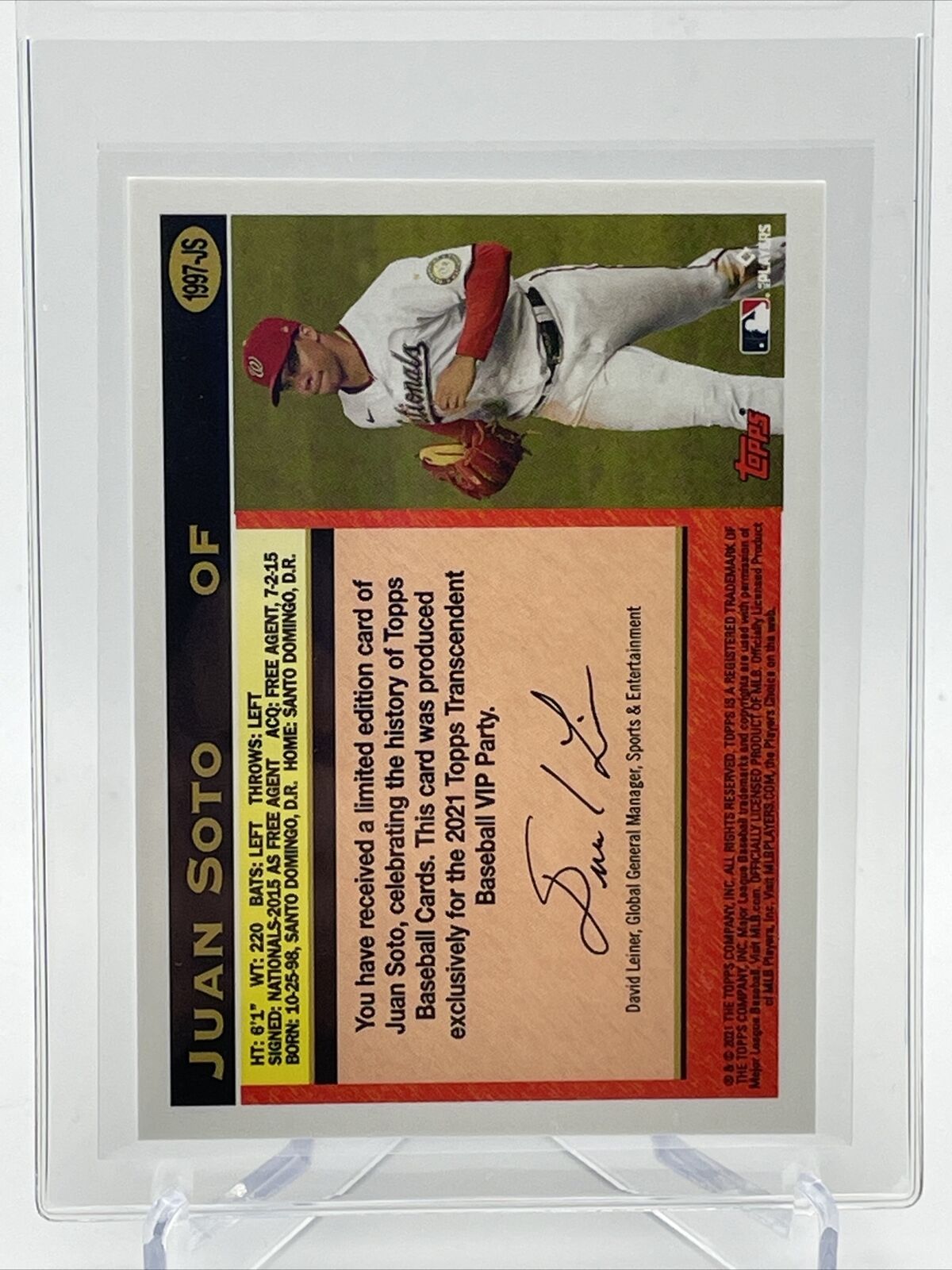 2021 Topps Transcendent Juan Soto Baseball Card #1997-JS 23/95 1997 Topps