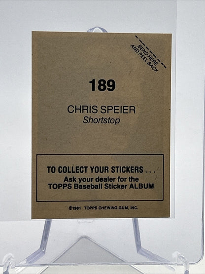 1981 Topps Stickers Chris Speier Baseball Card #189 NM-Mint FREE SHIPPING