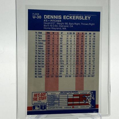 1987 Fleer Update GLOSSY Dennis Eckersley Card #U-30 Mint FREE SHIPPING