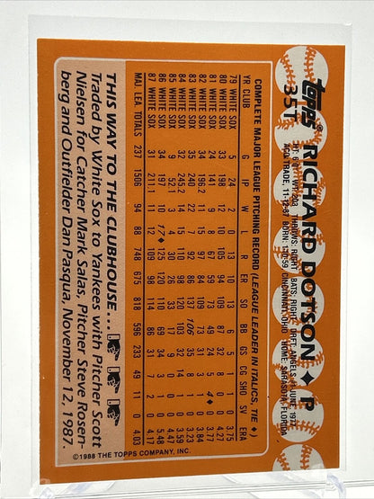 1988 Topps Traded TIFFANY Baseball Card Richard Dotson #35T Mint FREE SHIPPING