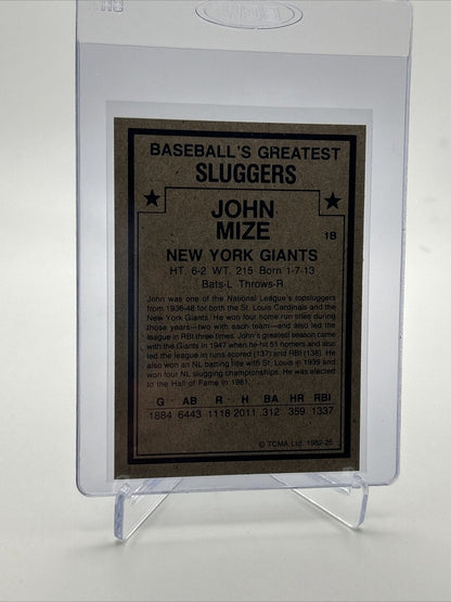 1982 TCMA Greatest Sluggers Johnny Mize Baseball Card #25 Mint FREE SHIPPING