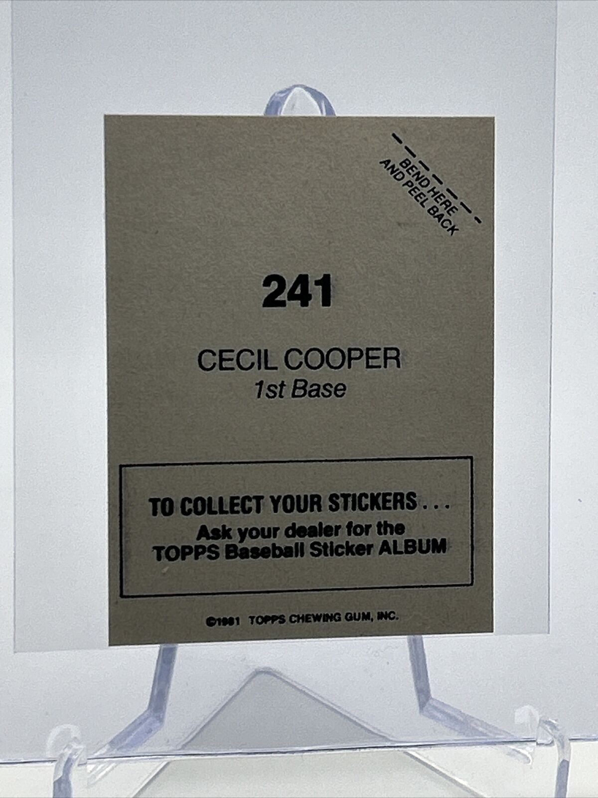 1981 Topps Stickers Cecil Cooper FOIL Baseball Card #241 NM-Mint FREE SHIPPING