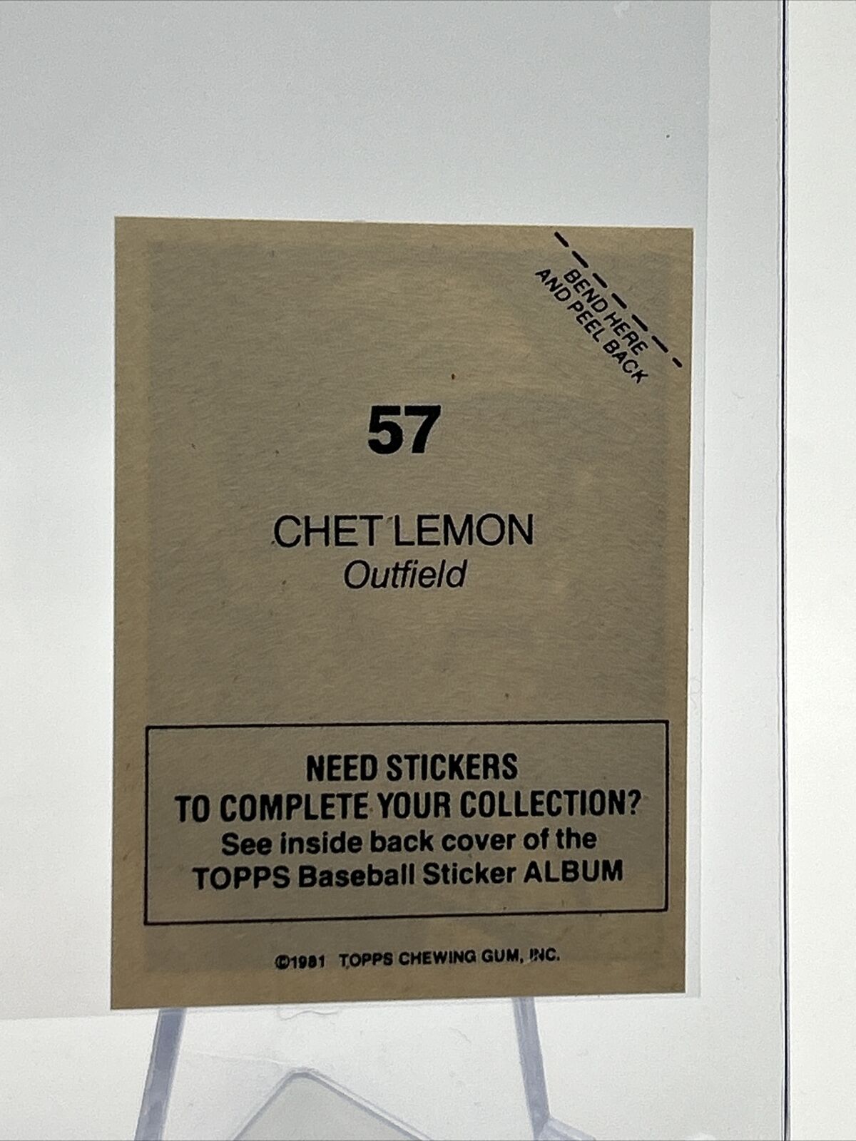 1981 Topps Stickers Chet Lemon Baseball Card #57 NM-Mint FREE SHIPPING