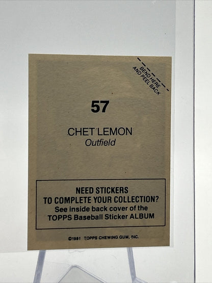 1981 Topps Stickers Chet Lemon Baseball Card #57 NM-Mint FREE SHIPPING