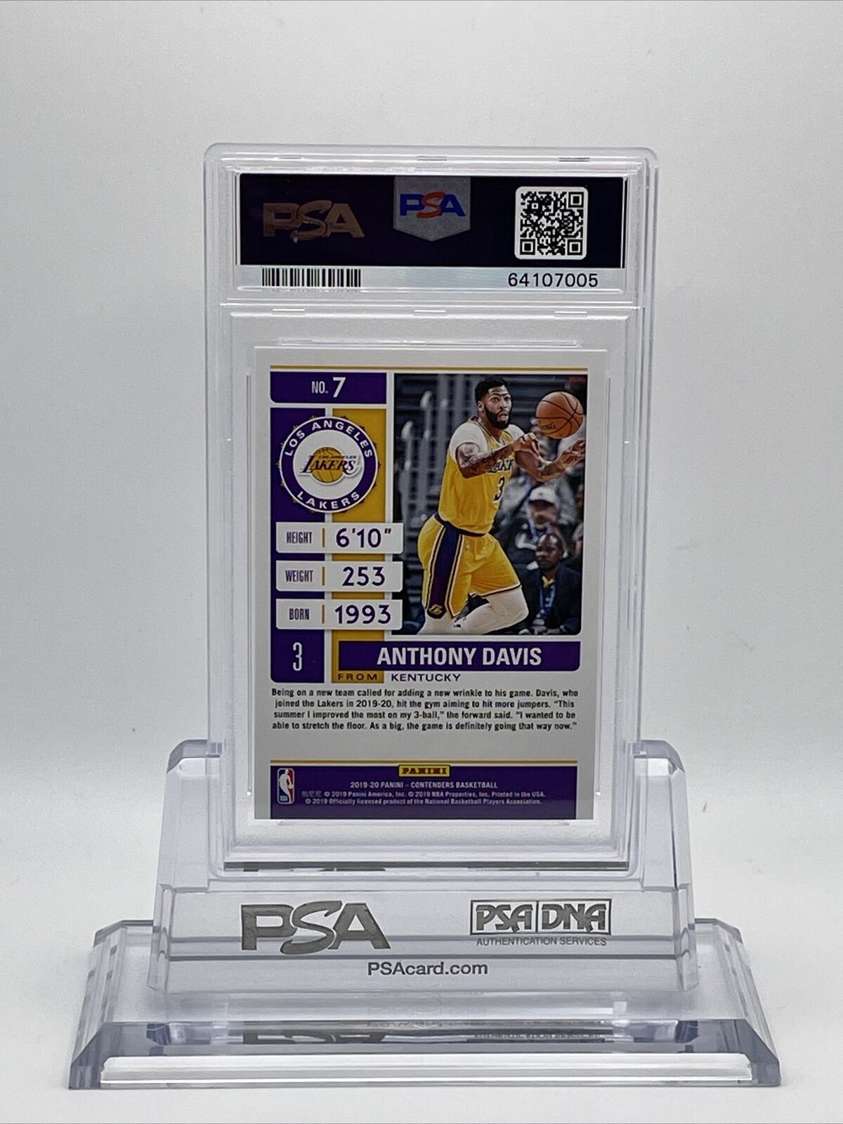 2019 Panini Contenders Anthony Davis Basketball Card #7 PSA 10