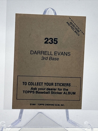 1981 Topps Stickers Darrell Evans Baseball Card #235 NM-Mint FREE SHIPPING
