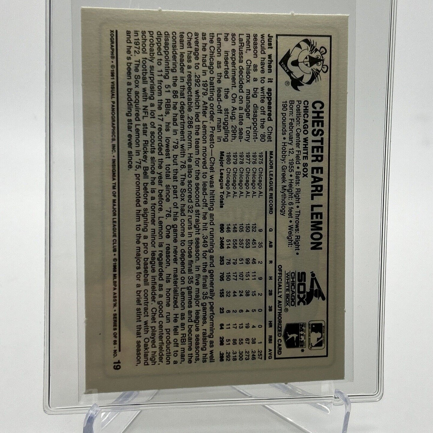 1981 Kellogg's Chet Lemon Baseball Card #19 NM-Mint FREE SHIPPING
