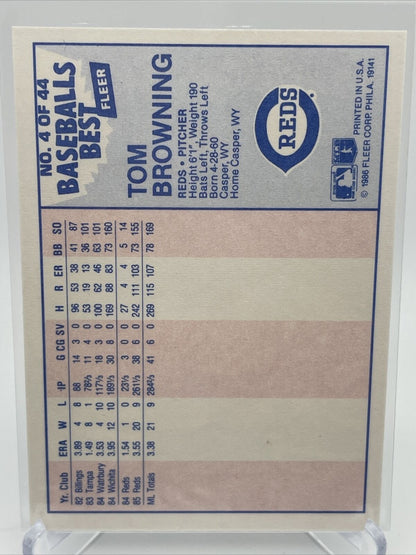 1986 Fleer Baseball's Best Tom Browning Baseball Card #4 NM-MT FREE SHIPPING