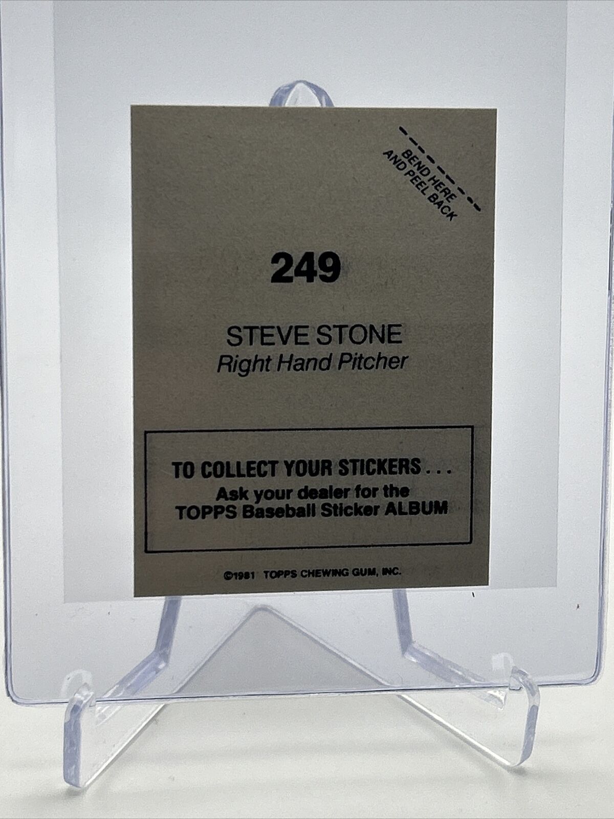 1981 Topps Stickers Steve Stone FOIL Baseball Card #249 NM-Mint FREE SHIPPING