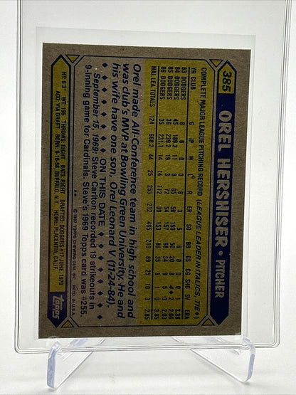 1987 Topps Orel Hershiser Baseball Card #385 Mint FREE SHIPPING