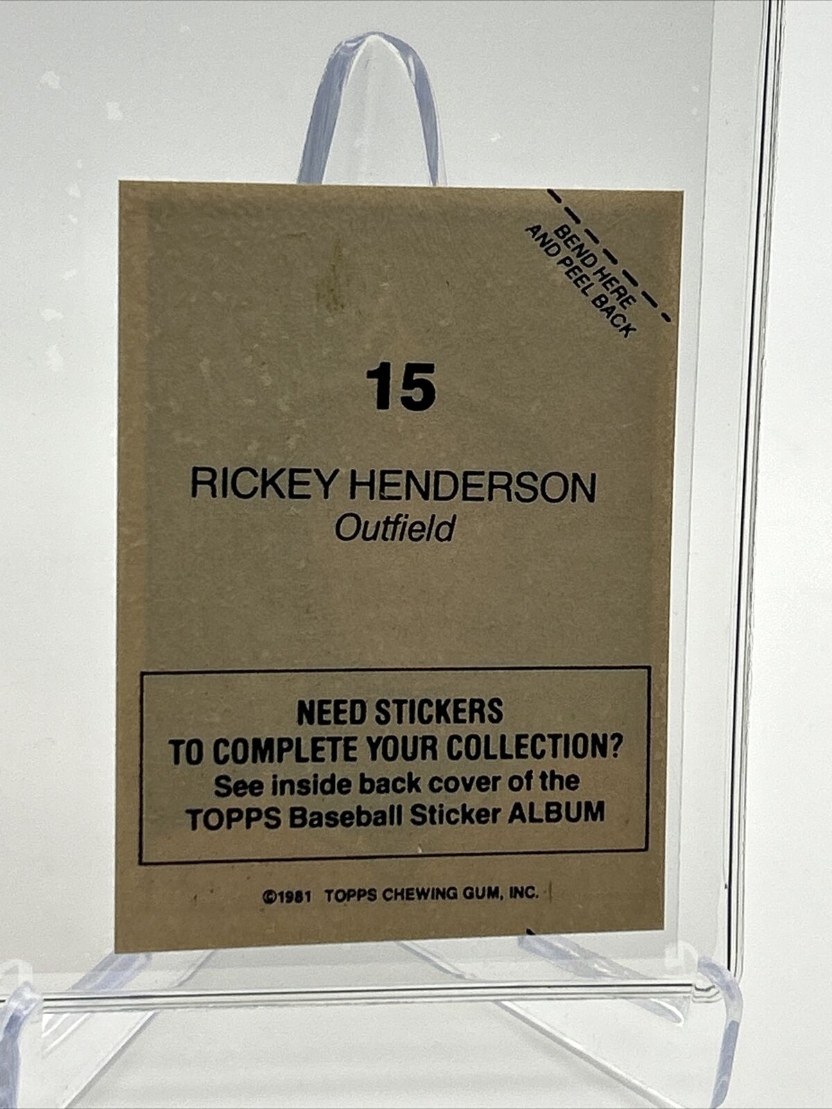 1981 Topps Stickers Rickey Henderson Baseball Card #15 NM-Mint FREE SHIPPING