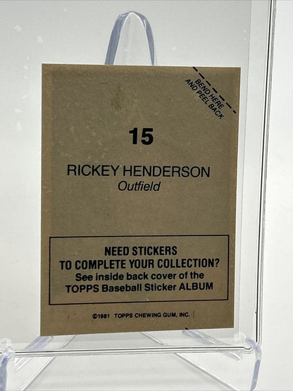 1981 Topps Stickers Rickey Henderson Baseball Card #15 NM-Mint FREE SHIPPING