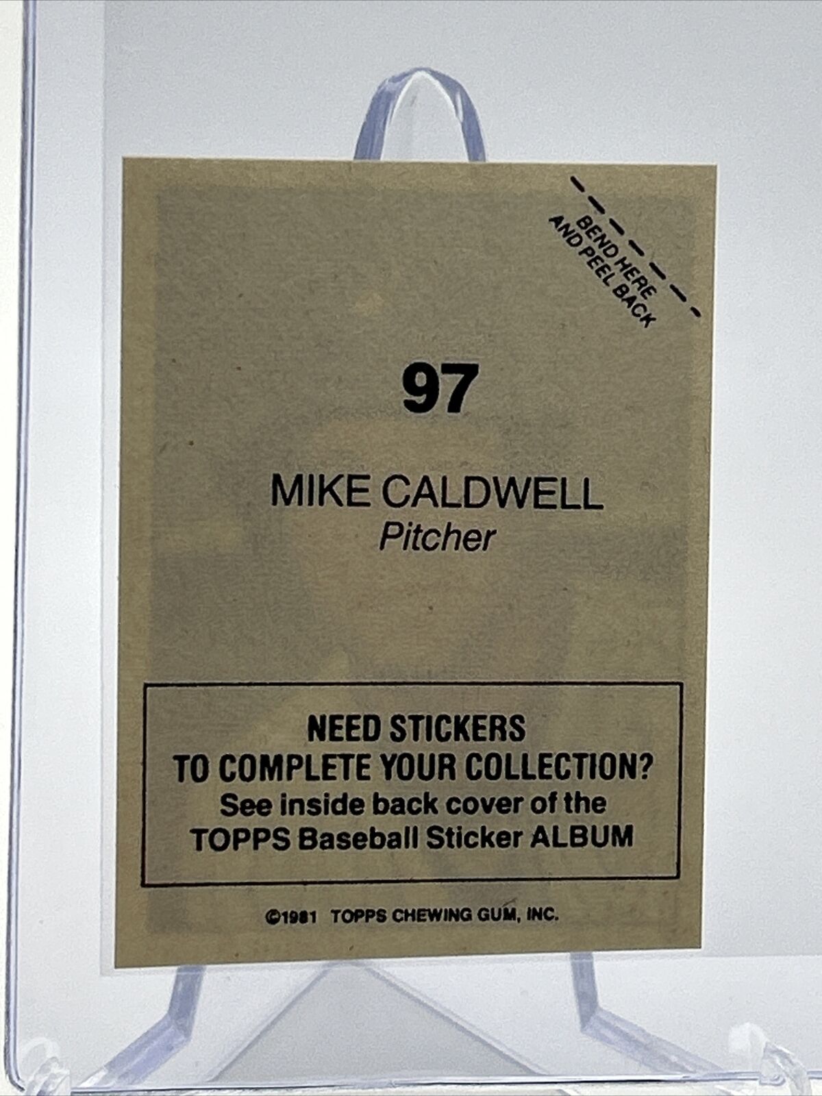 1981 Topps Stickers Mike Caldwell Baseball Card #97 NM-Mint FREE SHIPPING