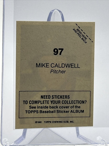 1981 Topps Stickers Mike Caldwell Baseball Card #97 NM-Mint FREE SHIPPING