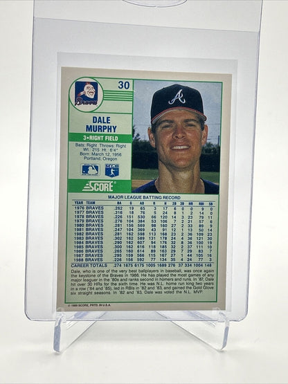 1989 Score Dale Murphy Baseball Card #30 Mint FREE SHIPPING