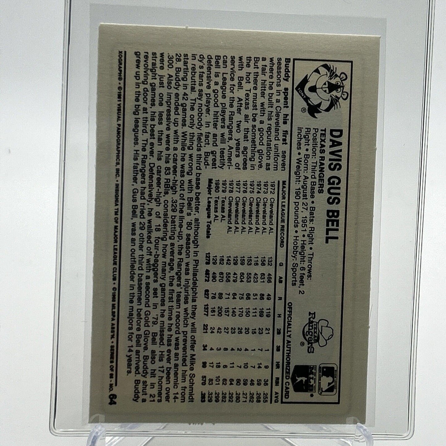1981 Kellogg's Buddy Bell Baseball Card #64 NM-Mint FREE SHIPPING