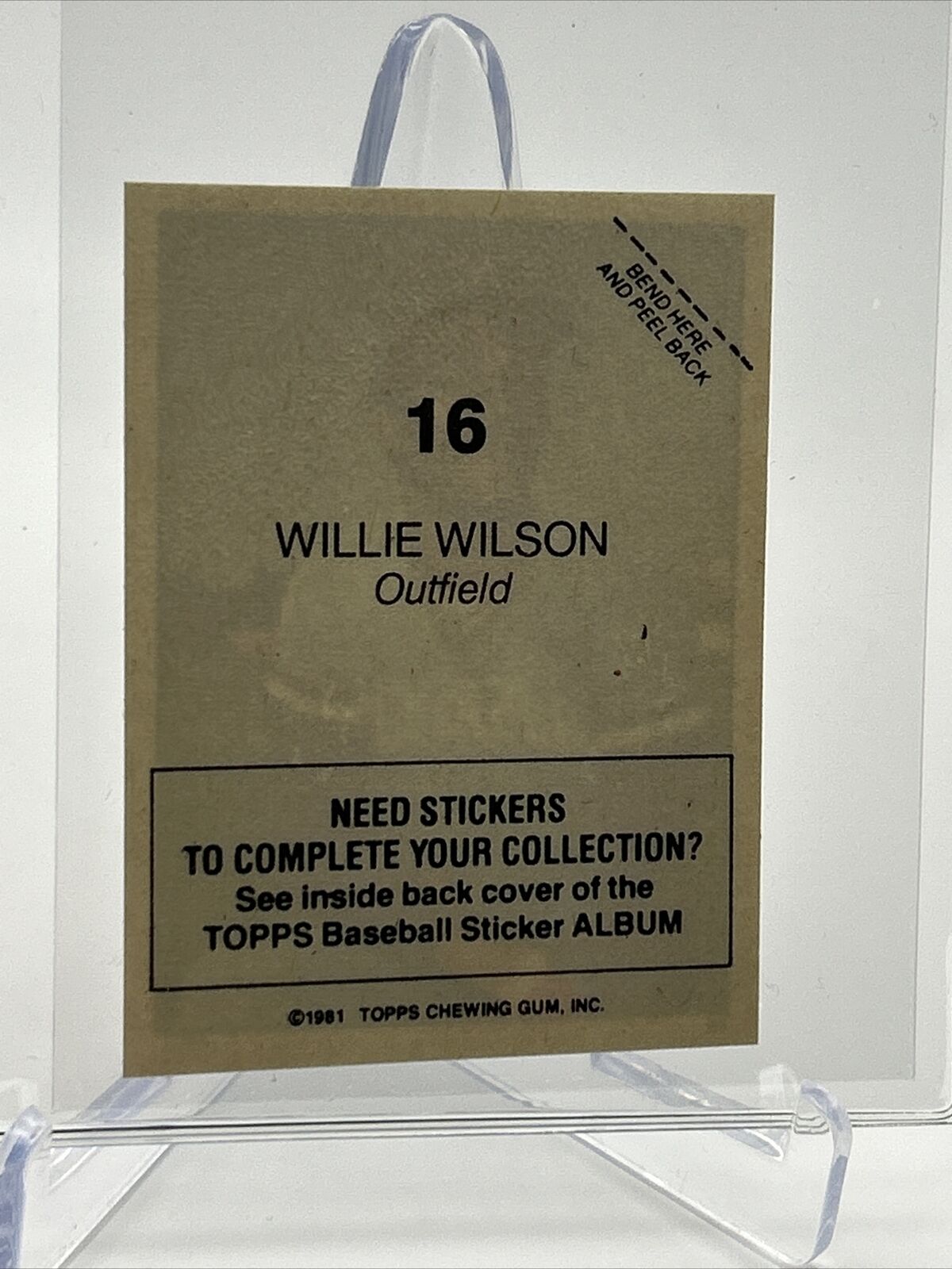 1981 Topps Stickers Willie Wilson Baseball Card #16 NM-Mint FREE SHIPPING