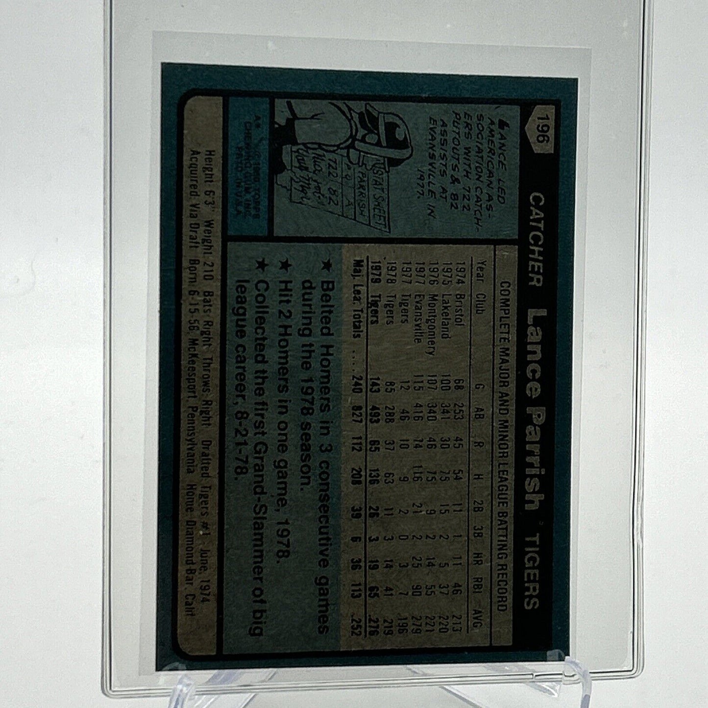 1980 Topps Lance Parrish Baseball Card #196 NM-Mint FREE SHIPPING