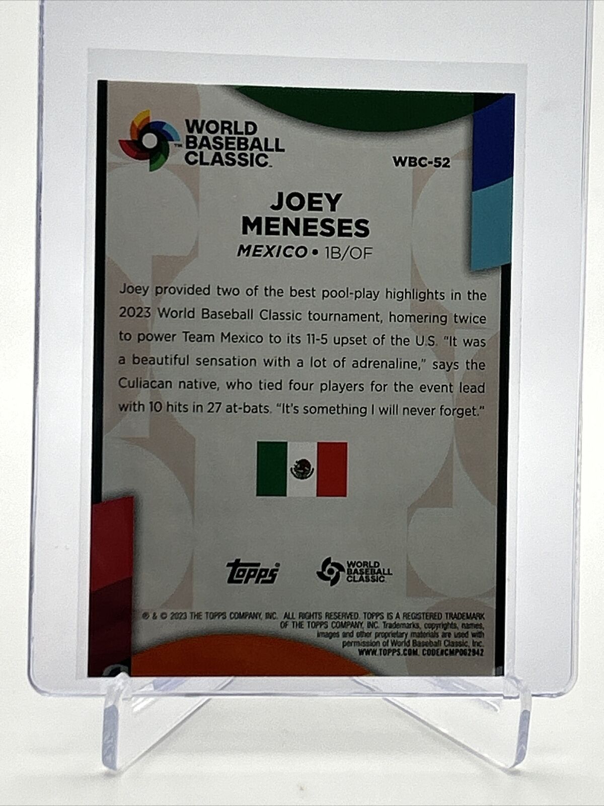 2023 Topps World Baseball Classic Stars Joey Meneses #WBC-52 FREE SHIPPING